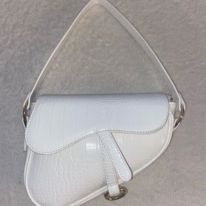 White croc mini purse